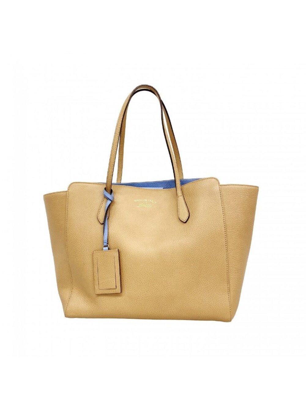 Gucci Tote Swing Leather Beige Blue Gold